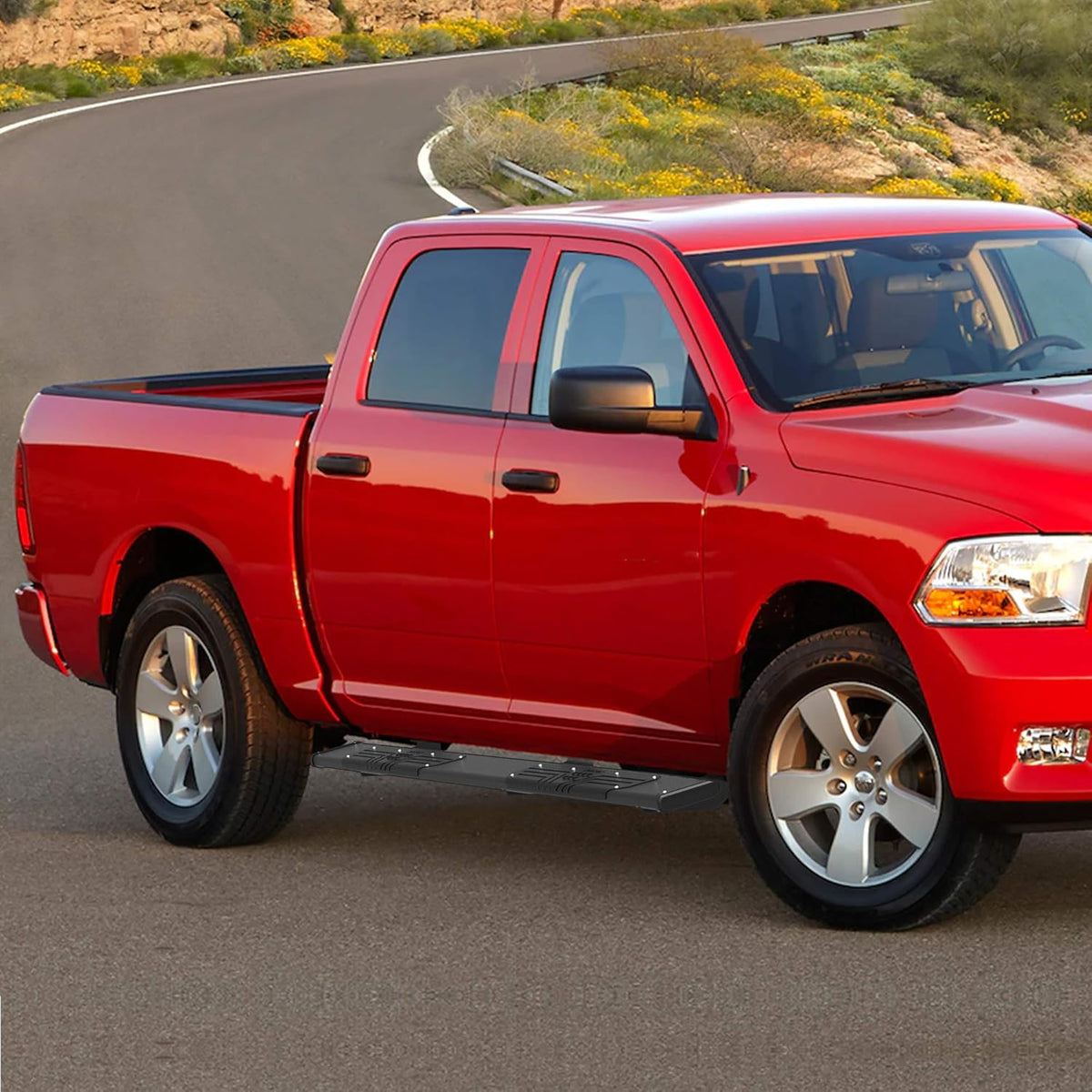 Black Textured Aluminum Side Steps Nerf Bars J85758