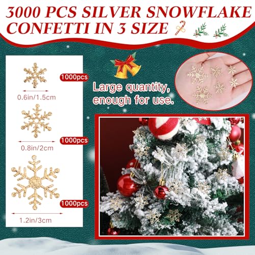 3000 Pcs Multicolor Glitter Snowflakes Confetti N31363
