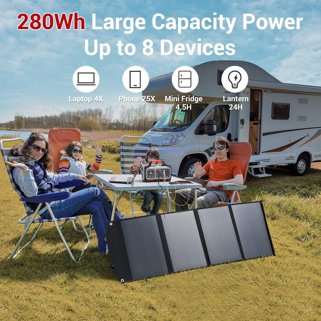 300W Portable Power Station, 280wh (78000mAh), 110V Pure Sine Wave AC Outlet, USB-C PD, QC 3.0, Lithium Battery N235