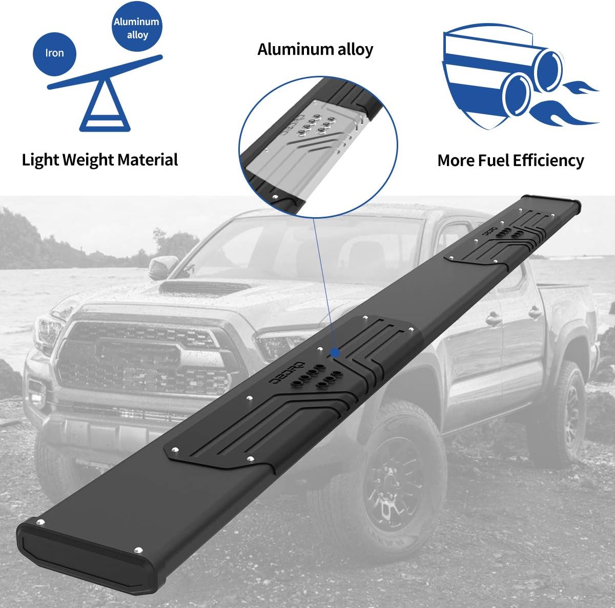Black Textured Aluminum Side Steps Nerf Bars J85758