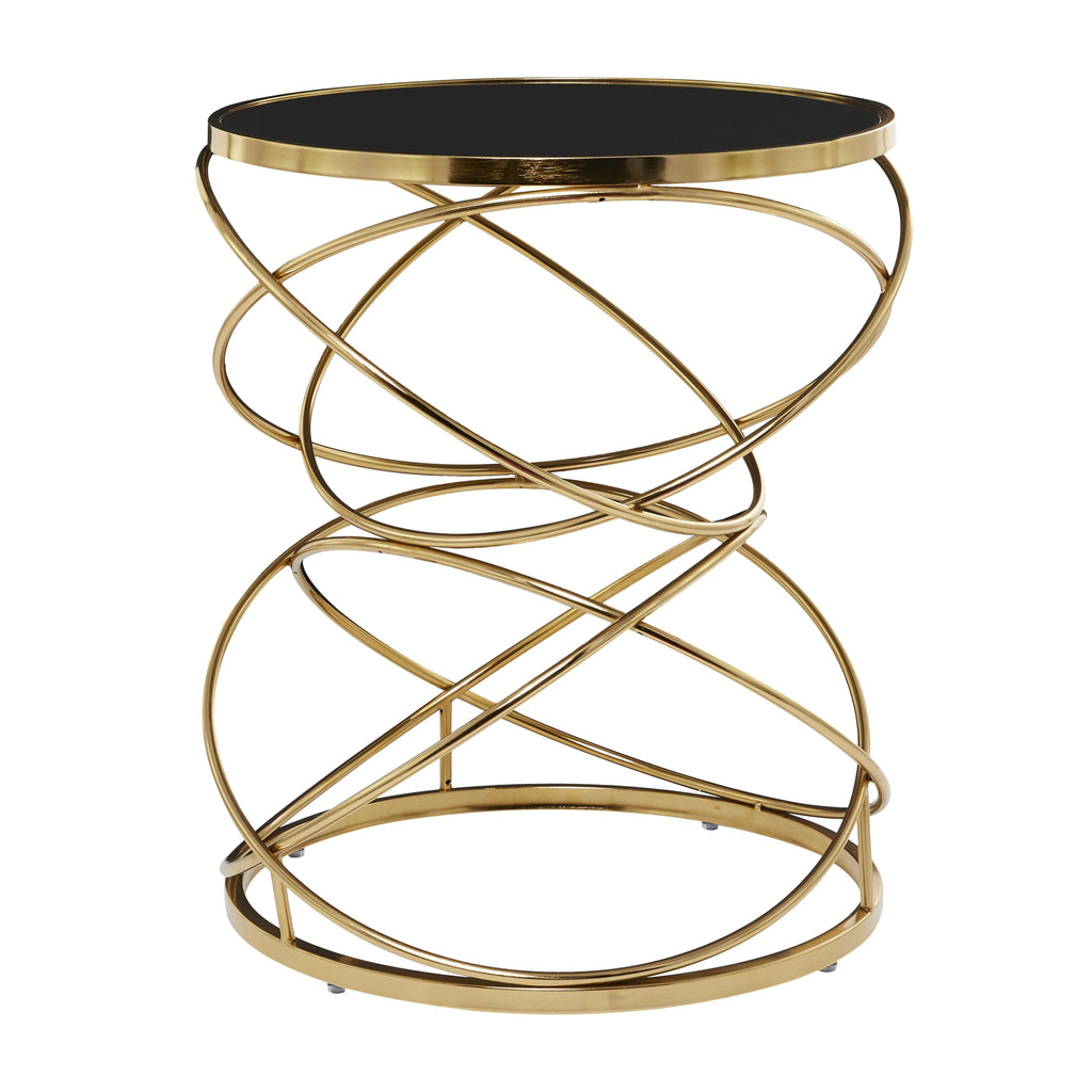20" x 24" Black Marble Accent Table with Spiral Base M9308