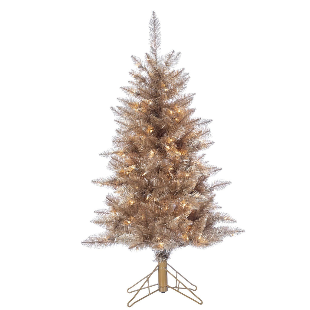 4 ft. H Rose Gold Tinsel Tree X63902