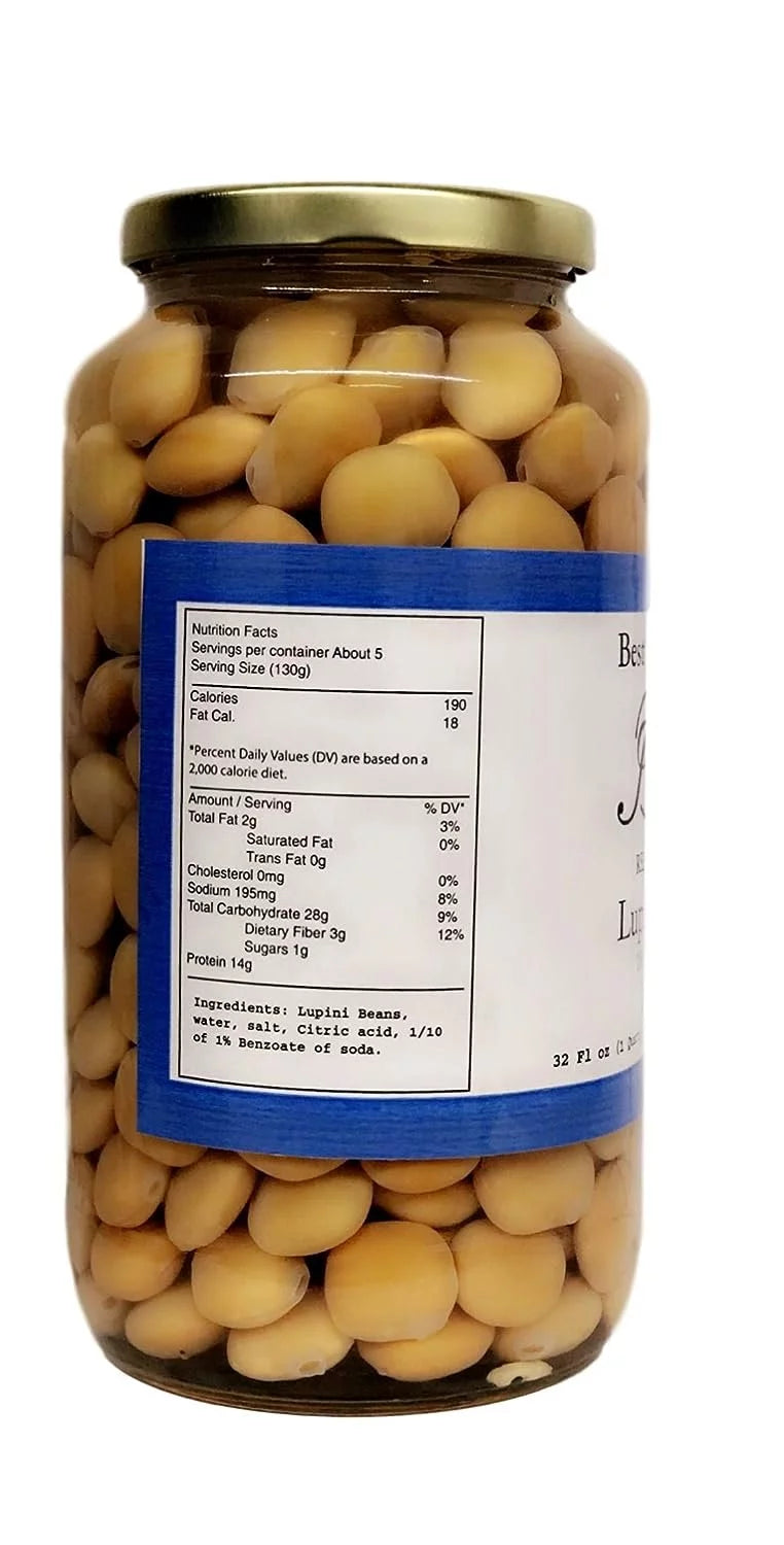 Ready To Eat Lupini Beans 32 OZ Jar Pack of 6 P7177