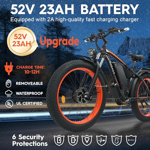 52V 23AH 2000W 21-Speed 35MPH 26" x 4.0 Fat Tire Electric Bike with Removable Battery Z991749