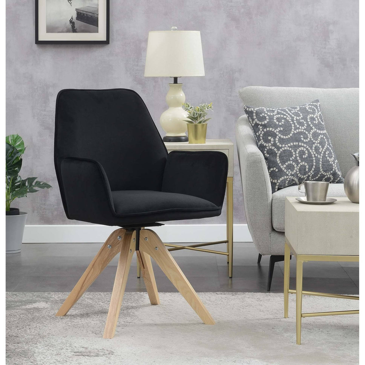 Velvet Blue Swivel Accent Chair V192