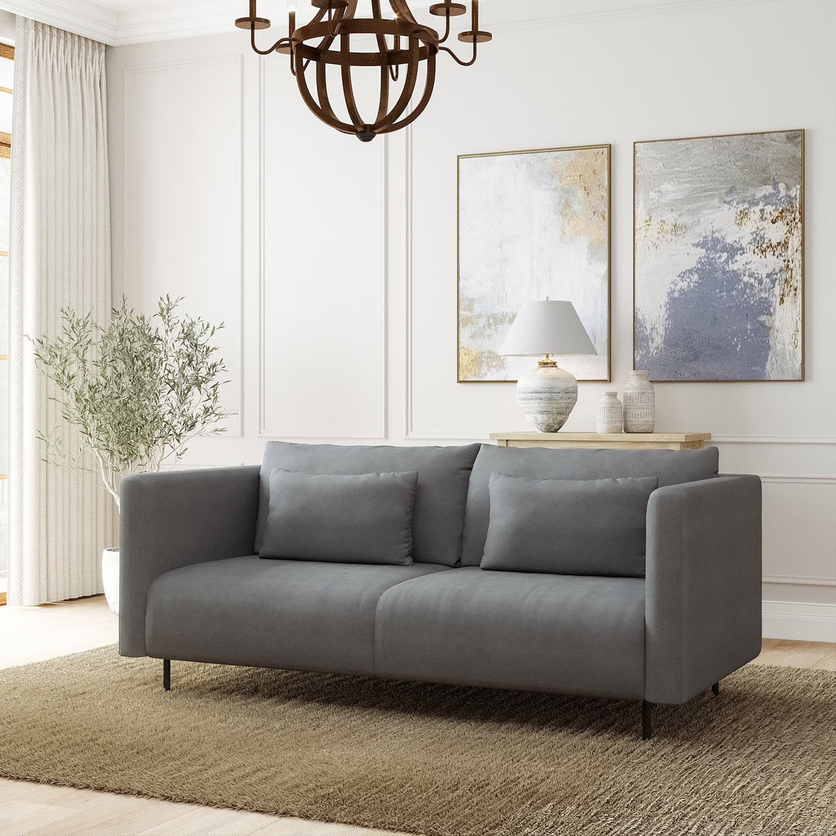 72 inch Sofa with Throw Pillow L5613