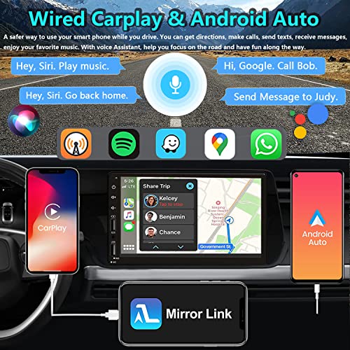 Double Din Car Stereo with 7inch Touchscreen, Bluetooth, Camera, FM Radio D9694