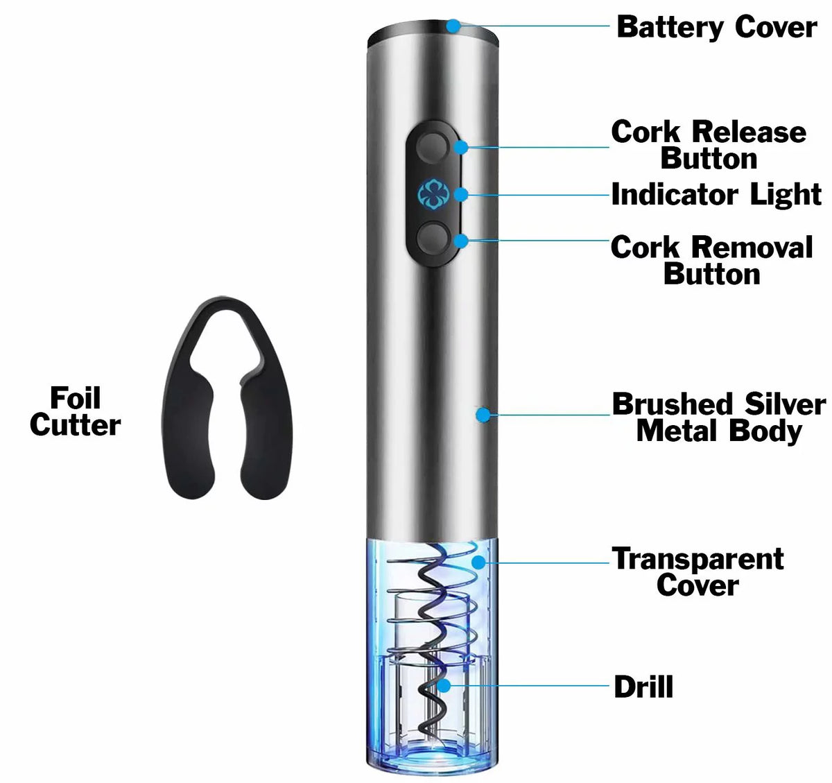 Electric Wine Opener with Stainless Steel Spring and Teflon Drill S95802