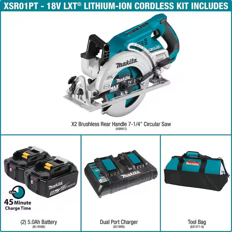 18V X2 5.0Ah Lithium-Ion Brushless Cordless 7-1/4 in. Circular Saw Kit D3548