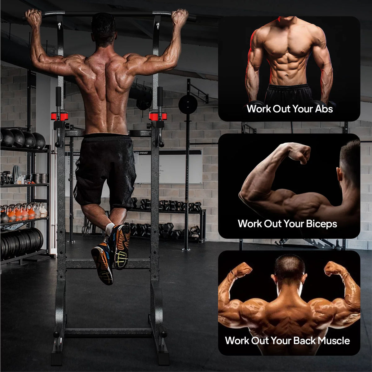 Multifunction Power Tower Dip Station Pull up Bar N8993