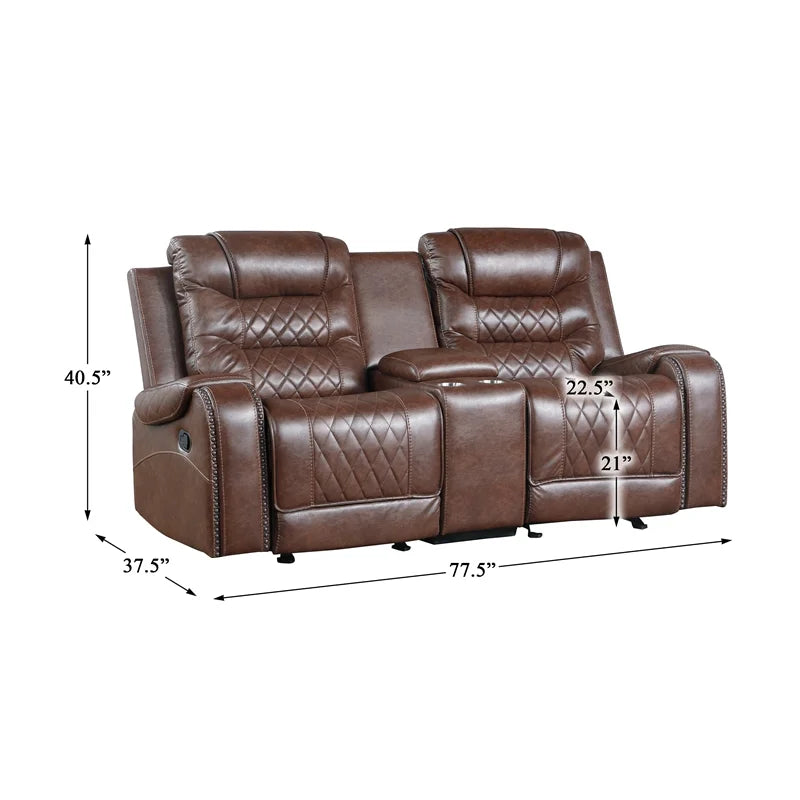 Brown 2-Piece Upholstered Manual Reclining Sofa Set P562