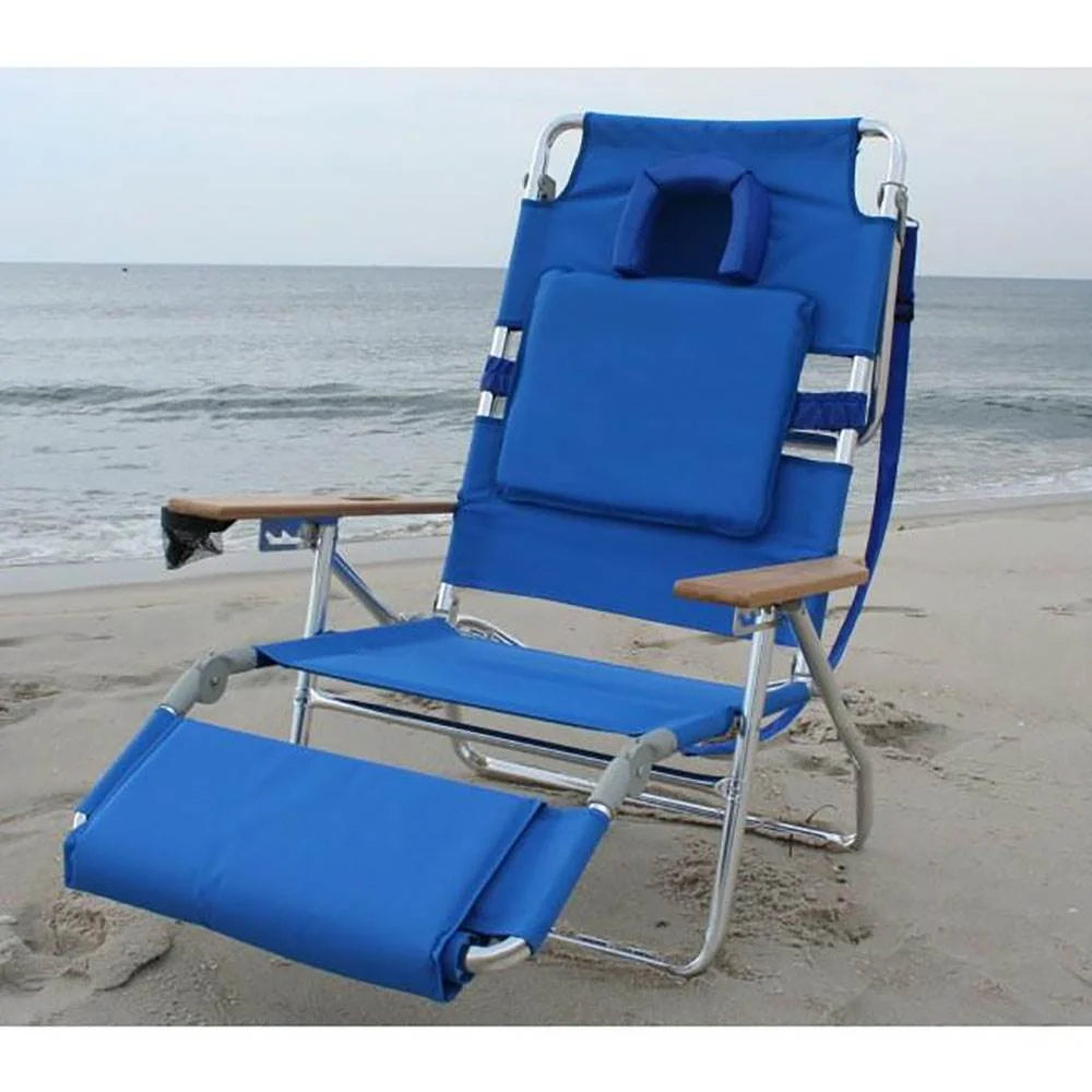 Lightweight Outdoor Beach Lounge Chair with Footrest, Blue V523259