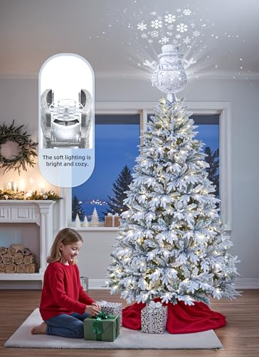 Christmas Tree Topper with 3D Glitter LED Snowflake Projector Lights P4099