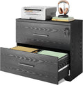 Black 2-Drawer Wood Lateral File Cabinet with Lock C518