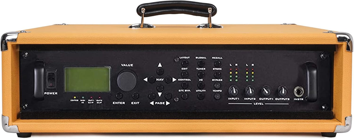 Vintage 2U Amp Rack Case with Rubber Feet, Dust Cover, Kickstand, Orange I27291