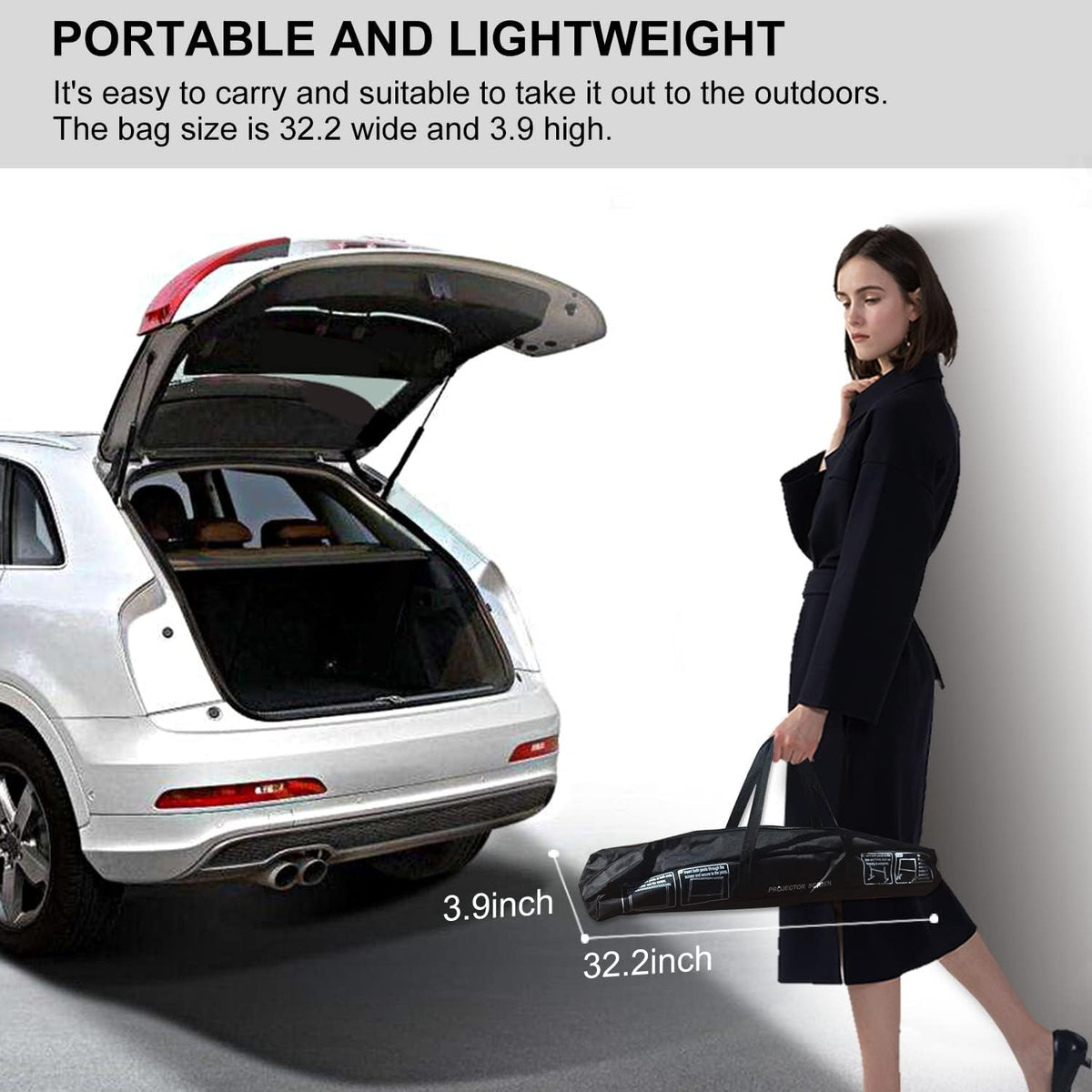 100 inch 16:9 Portable Projector Screen with Stand and Carry Bag M4757