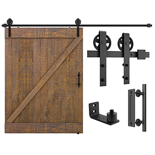 6.6ft Heavy Duty Sliding Barn Door Hardware Kit, Black P136