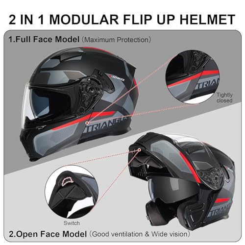 Modular Motorcycle Helmet Flip Up Full Face Dual Visor A42438
