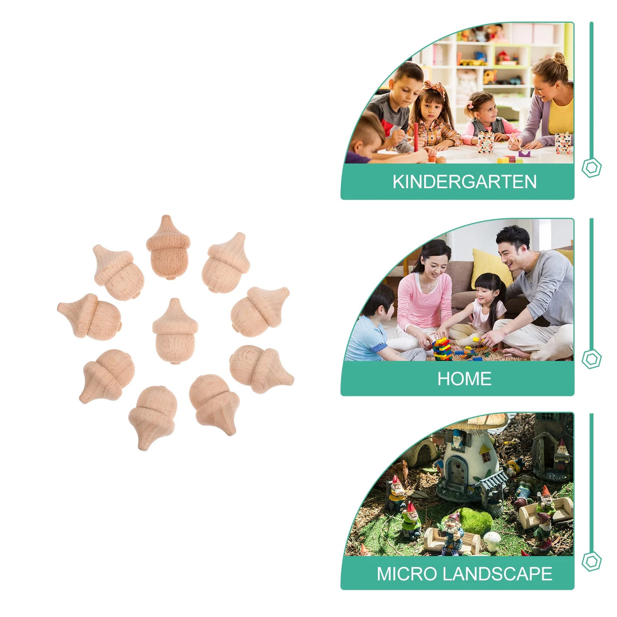 20 Pcs Wooden Acorn Painting Toys DIY Figures S1973