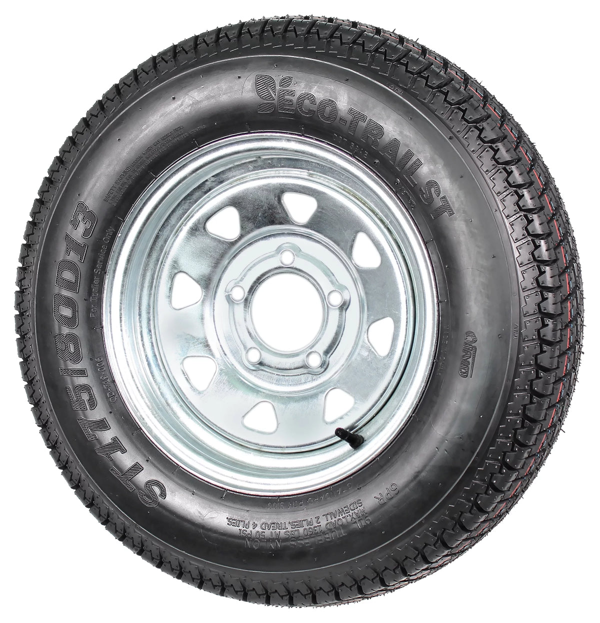 ST175/80D13 5 Lug Galvanized Spoke Trailer Tire On Rim R575356