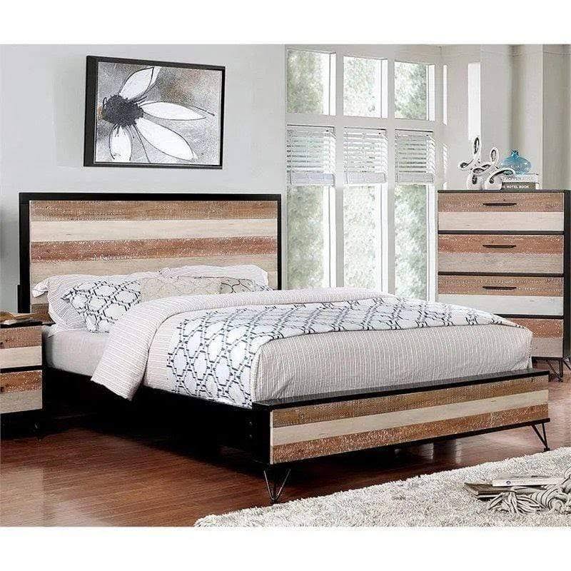 Queen Size Rustic Panel Bed J26463