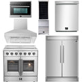 36 Electric French Door Range, Wall Mount Range Hood, Refrigerator, Dishwasher, Microwave and Wine Cooler K6846