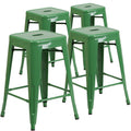 Metal Square Backless Stool (Green) K27361