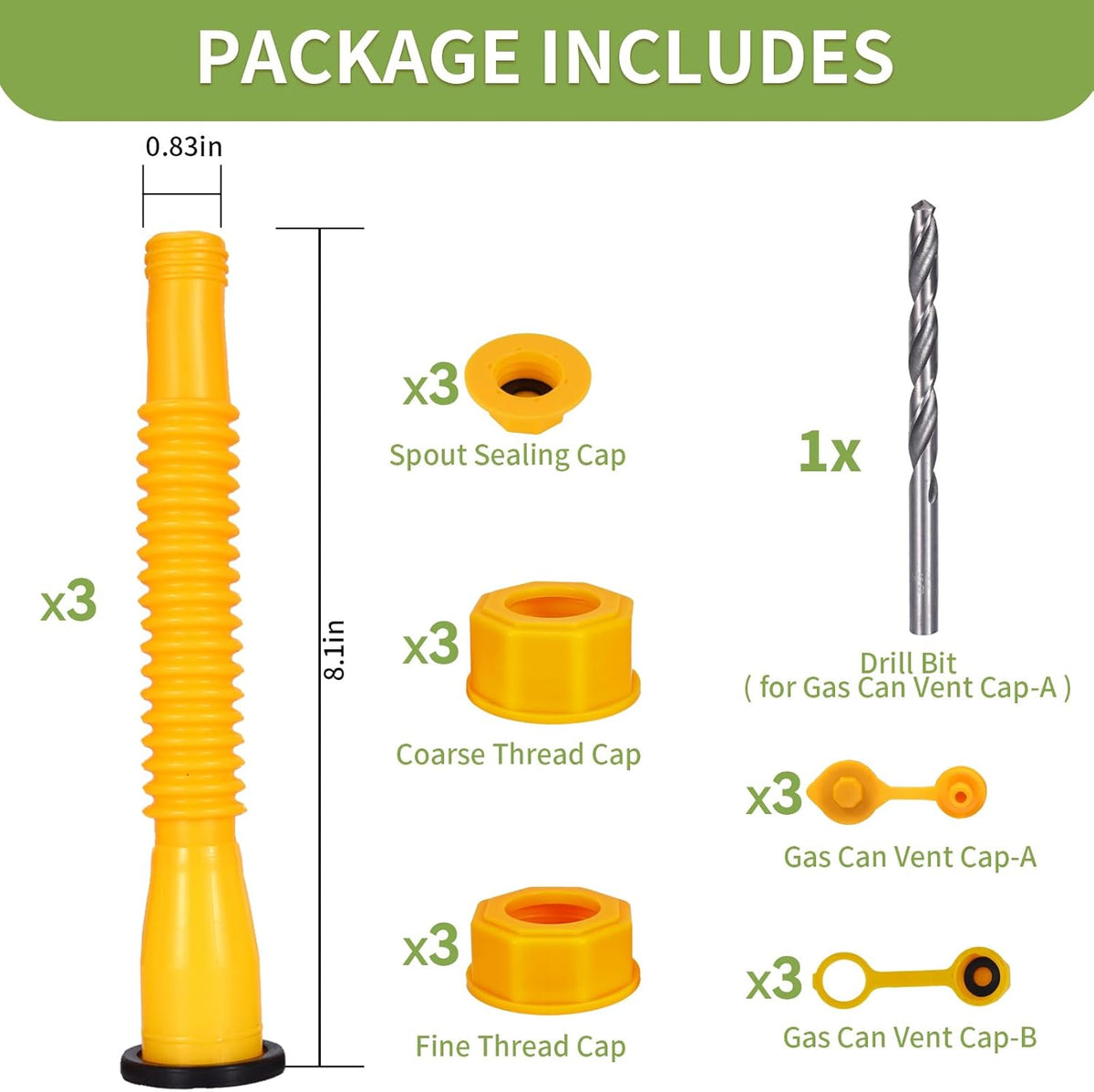 Anti-Spill Gas Can Nozzle Replacement with Flexible Nozzle V7718