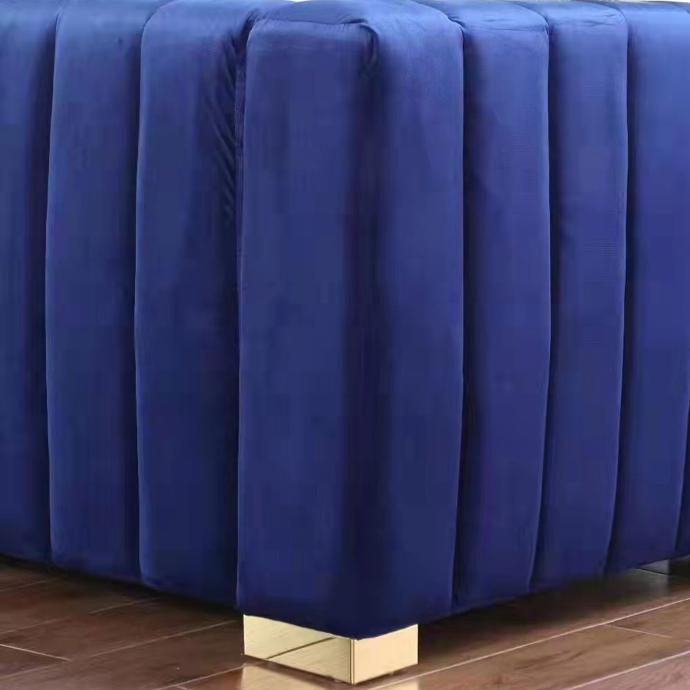 Navy Blue Velvet Upholstered Loveseat Sofa with Metal Legs P887