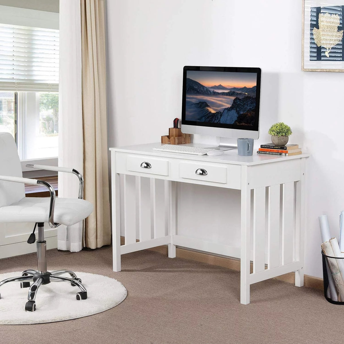 Writing Desk with Drawer Storage and Removable Hutch D104746