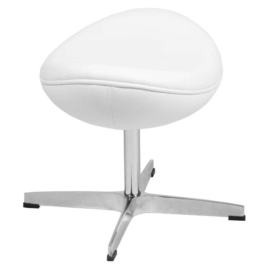White LeatherSoft Saddle Wing Ottoman Q163866