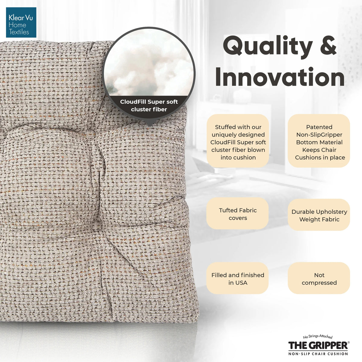 Non-Slip 17-inch Chair Cushion Set of 2 S73208