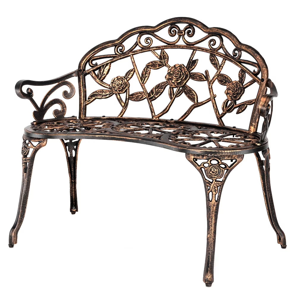 Bronze Metal Rose Bench J12969