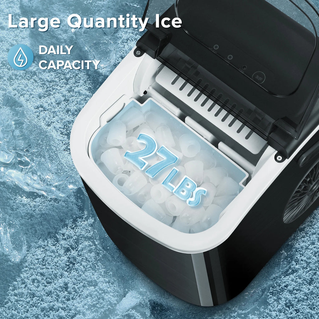 Portable Ice Maker Countertop, Self-Cleaning Ice Machine, Stainless Steel Black A239