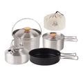 Stainless Steel Camping Cookware Set with Pot Frying Pan Kettle J4501