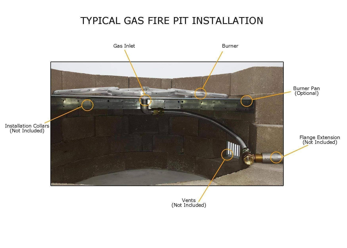 Propane Gas Fire Pit Burner Ring Kit with Flat Pan V657185