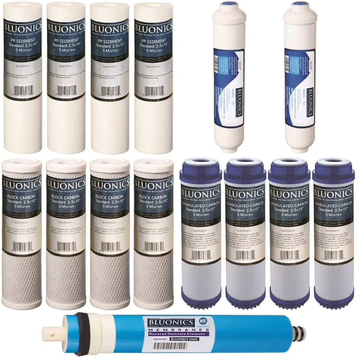 15 pcs RO Replacement Filter Set with 100 GPD Membrane N55383