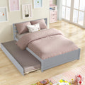 Full Size Wood Platform Bed Frame with Headboard and Trundle D8646