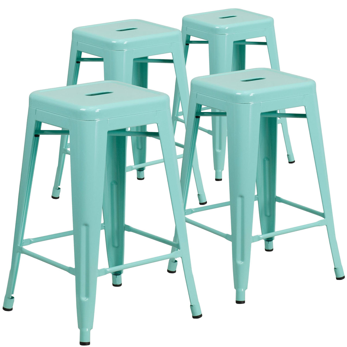 Metal Square Backless Stool (Green) K27361