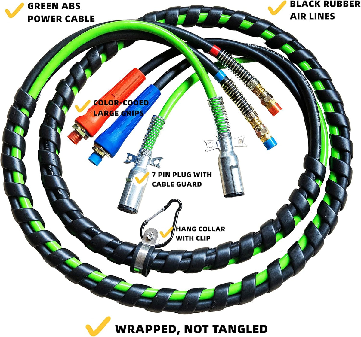 12 Ft. 3-in-1 Wrap Set ABS Electrical and Rubber Air Line Hose Assemblies F905475