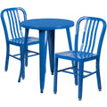 24'' Round Blue Metal Indoor-Outdoor Table Set with 2 Chairs M944289