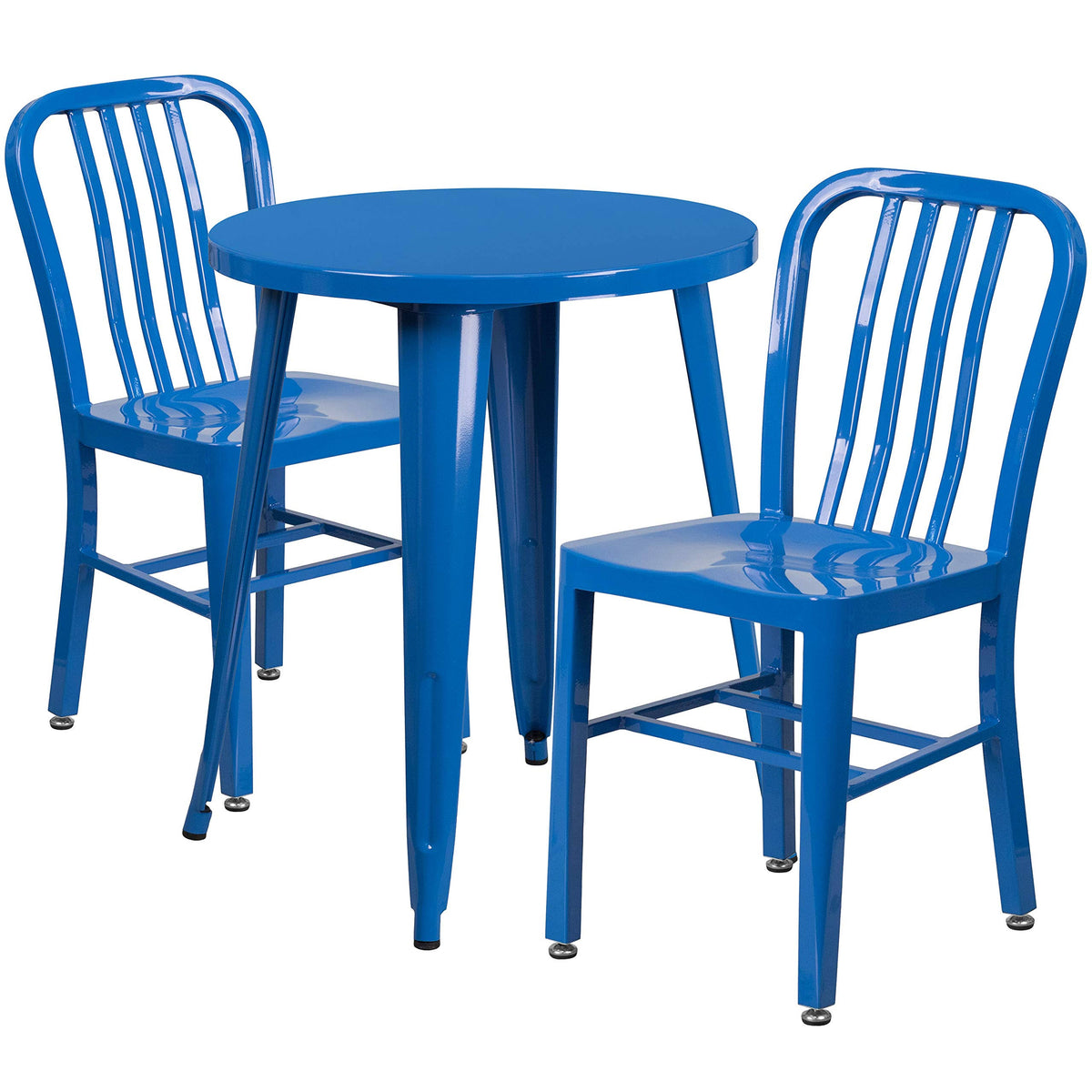 24'' Round Blue Metal Indoor-Outdoor Table Set with 2 Chairs M944289
