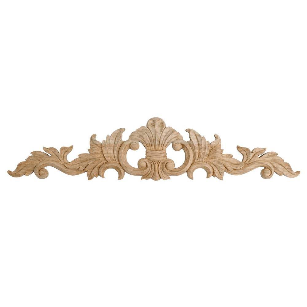 Unfinished Hand Carved Solid Red Oak Wood Onlay L803