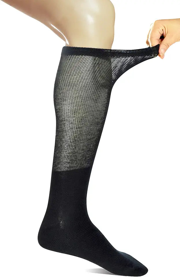 4 Pairs Mens Over the Calf Compression Diabetic Dress Socks Seamless Toe Size 13-15 F8414