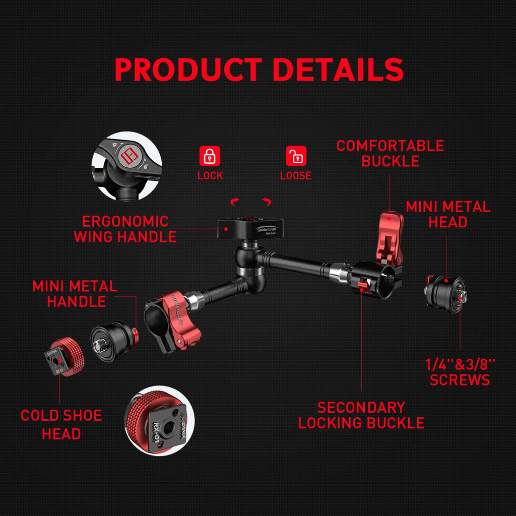 7 Inches Adjustable Magic Arm with 1/4 and 3/8 Thread Screw N2147