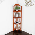 4-Shelf Corner Bookcase Pecan Brown Z70181