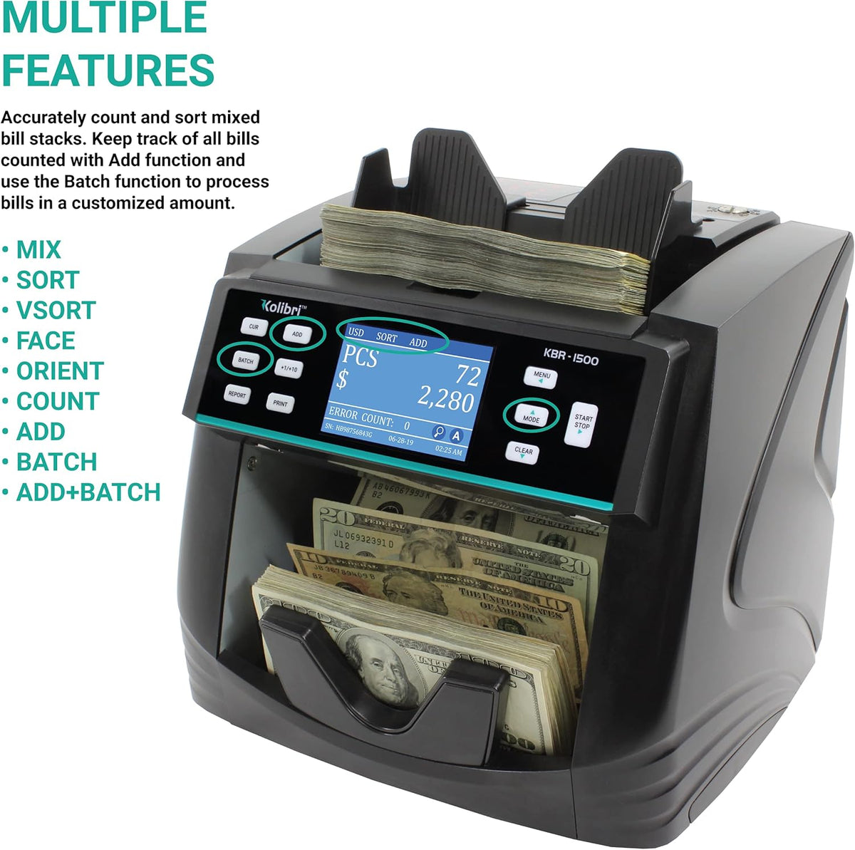 Mixed Denomination Money Counter Machine with Counterfeit Detection Q327140