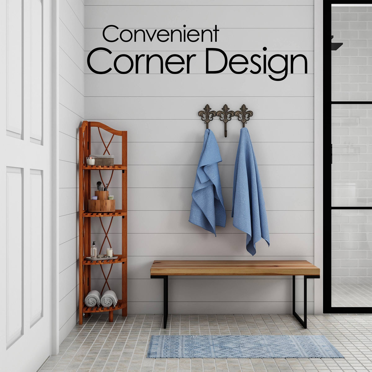 4-Shelf Corner Bookcase Pecan Brown Z70181