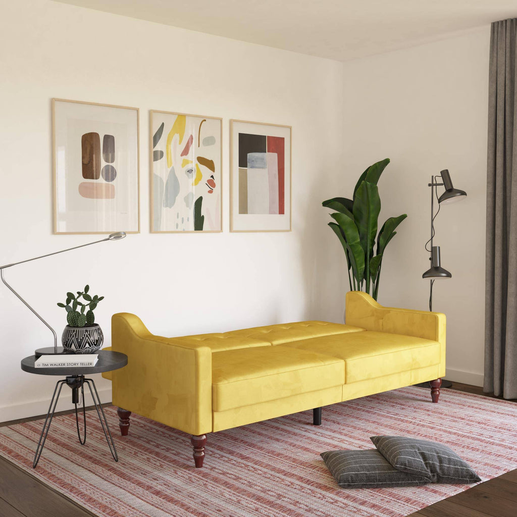 Mustard Coil Futon Convertible Sofa Bed Z505171