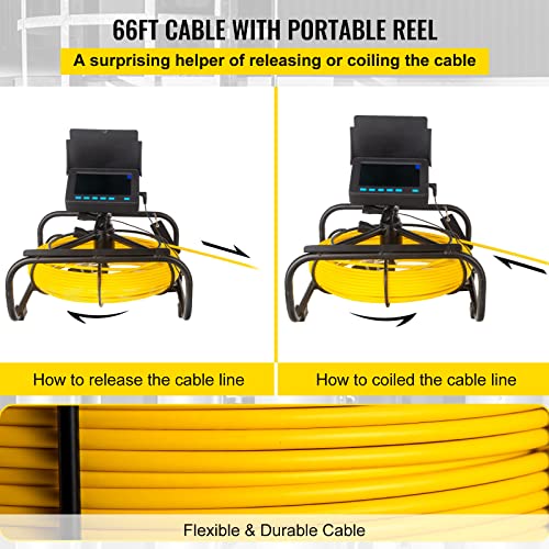 98.4 ft 4.3" Pipe Drain Inspection Camera with DVR Function and LED Lights L77197